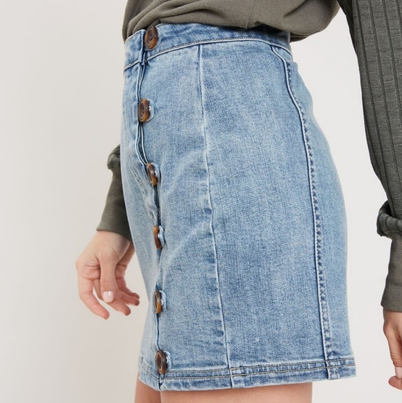 Wishlist Mini Denim Skirt With Button Detail - Picture 6 of 6